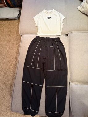 Dance Costume: Two-Piece Set — White Top & Black Pants